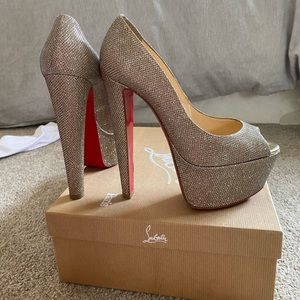Christian Louboutin Altareva 160 glitter platform heels! 38.5 wedding/party!